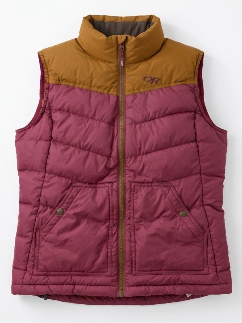 Outdoor Research Down Puffer Vest Plum Mustard Women's Medium Goose Down
